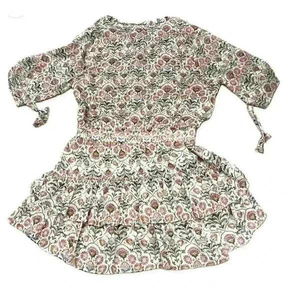 MISA Ruffled Mini Dress Floral Becca Tiered Lace Tassel White Pink XL $350 NWT - Picture 6 of 7